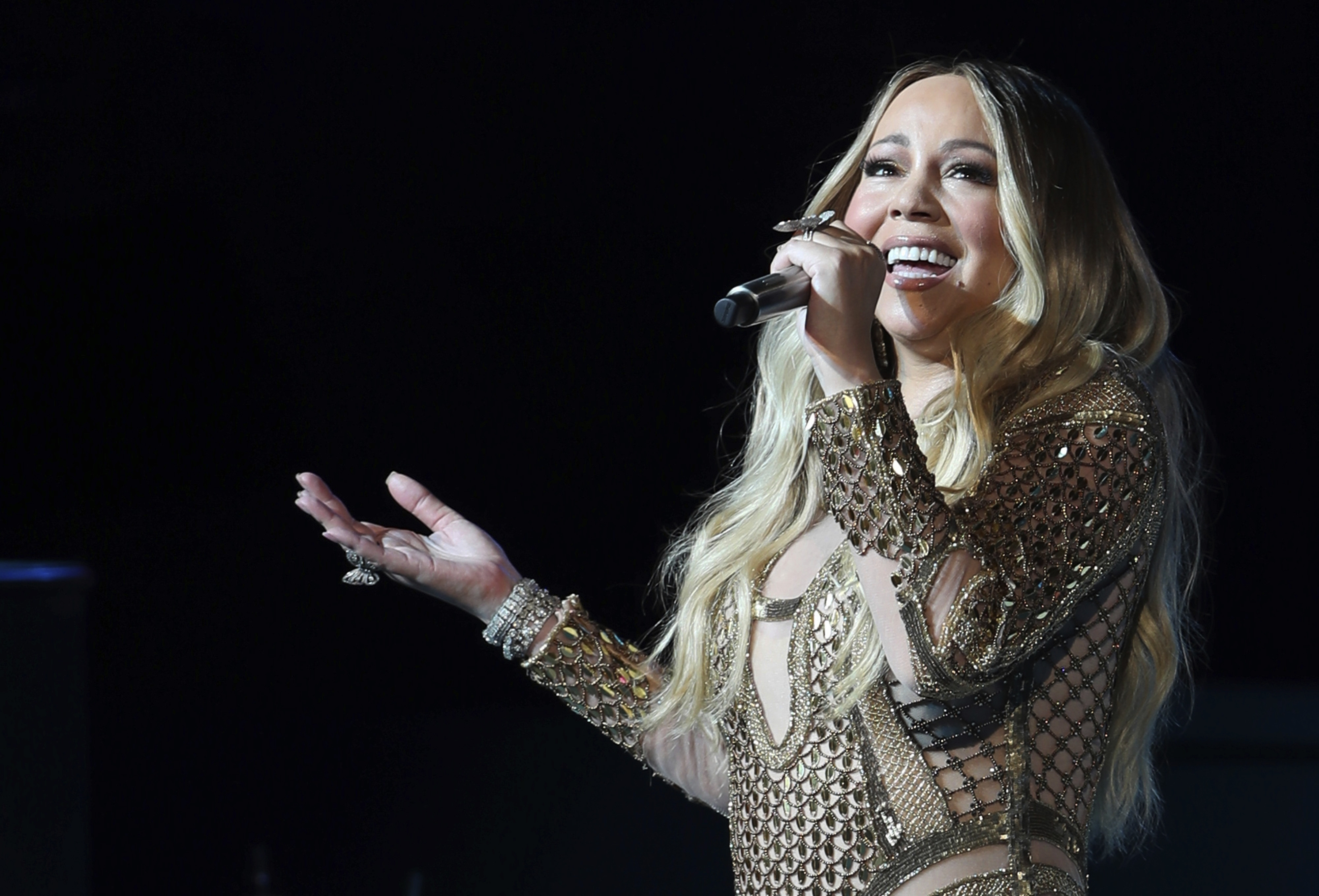 Mariah Carey performs during a concert in Dubai, United Arab Emirates, on Oct. 20, 2019. A federal judge in Los Angeles has ruled that Carey did not steal her perennial holiday hit "All I Want for Christmas Is You" from other writers.