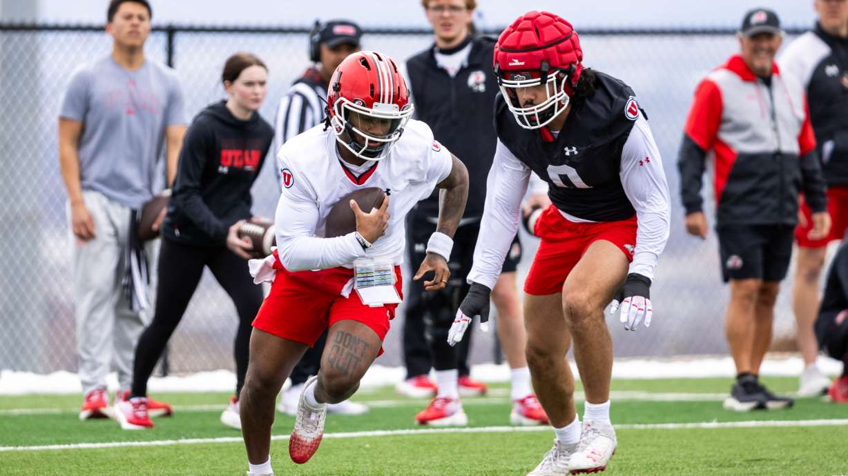 Utah Utes spring football practice at Spence and Cleone Eccles Football Center in Salt Lake City on Thursday, March 20, 2025.