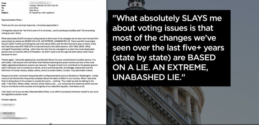 Email sent to several legislators regarding HB69 which involves voting and public records laws including preventing the public from recouping legal fees if they win a public records case against the government.