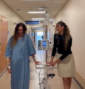 Brinlee Luster is accompanied in the hospital by her sister Mariela Luster.