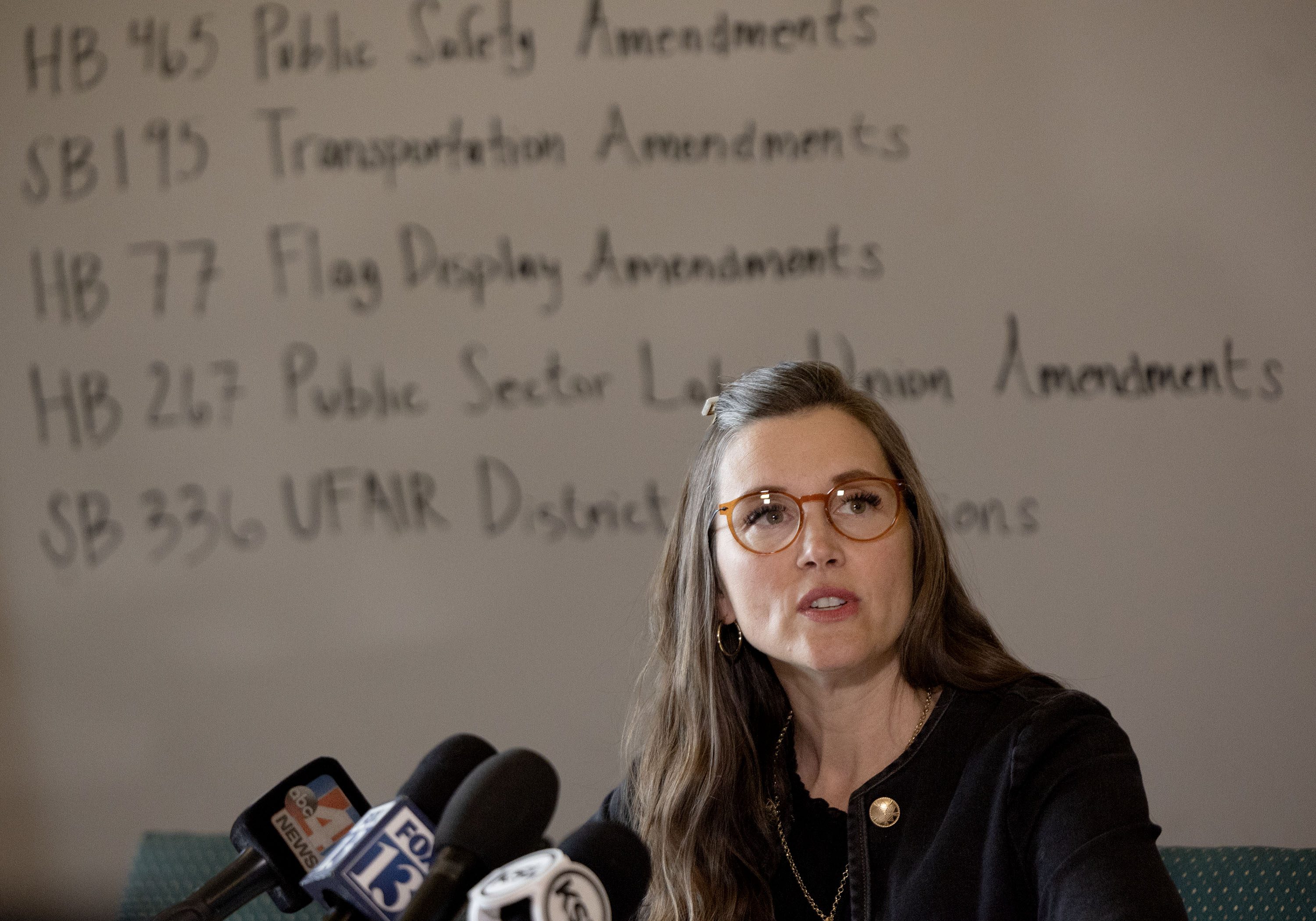 Salt Lake City Mayor Erin Mendenhall held a media roundtable on the impacts of legislation passed during the 2025 legislative session at the Salt Lake City-County Building in Salt Lake City on Friday.