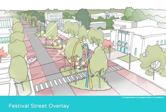 An artist rendition of the art makeover to Festival Street that will be part of Art Loops: Downtown in Springville. The city has been awarded a $49,000 grant to install the interactive public art experience.