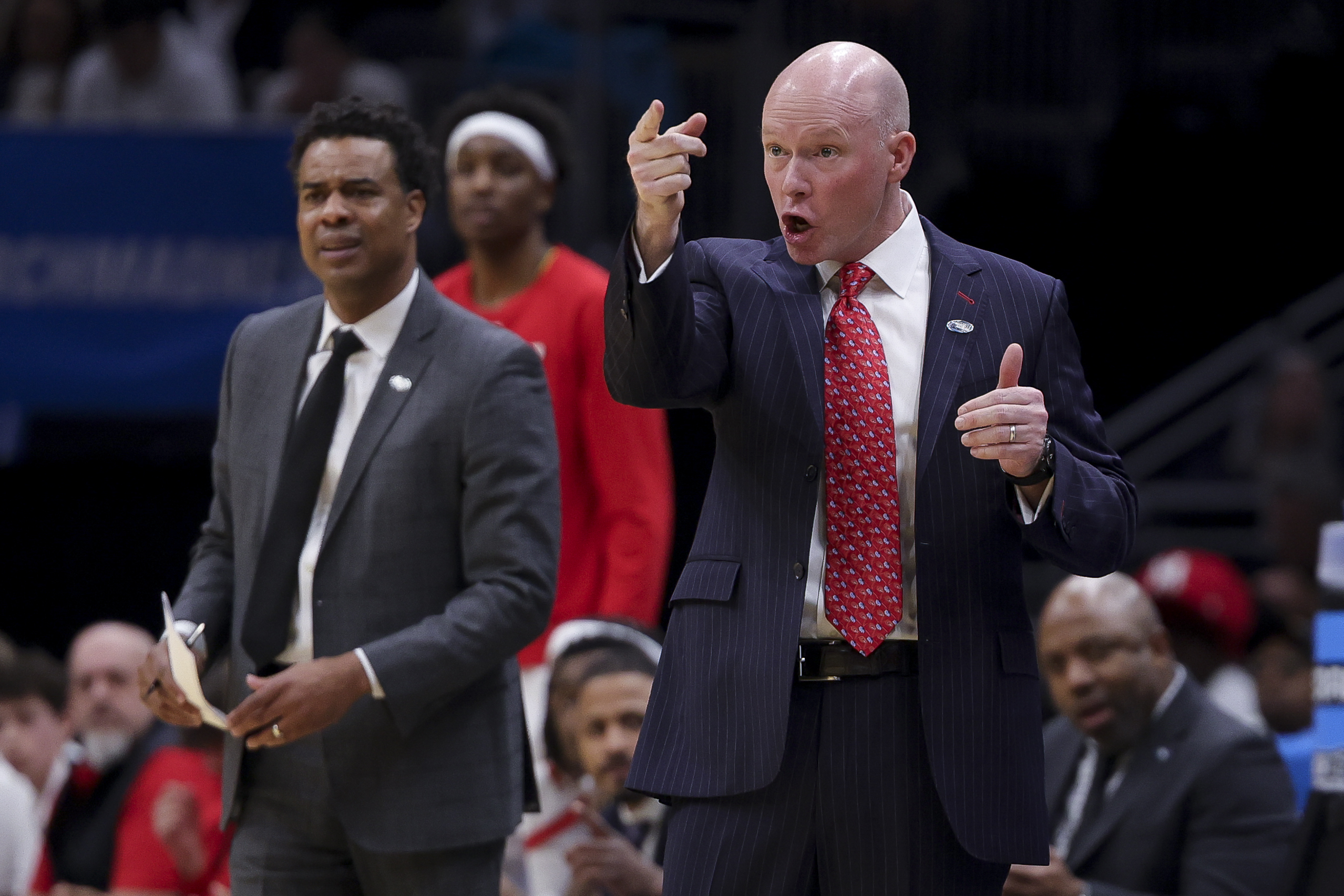 Maryland head coach Kevin Willard reacts during the first half against Grand Canyon in the first round of the NCAA college basketball tournament, Friday, March 21, 2025, in Seattle.