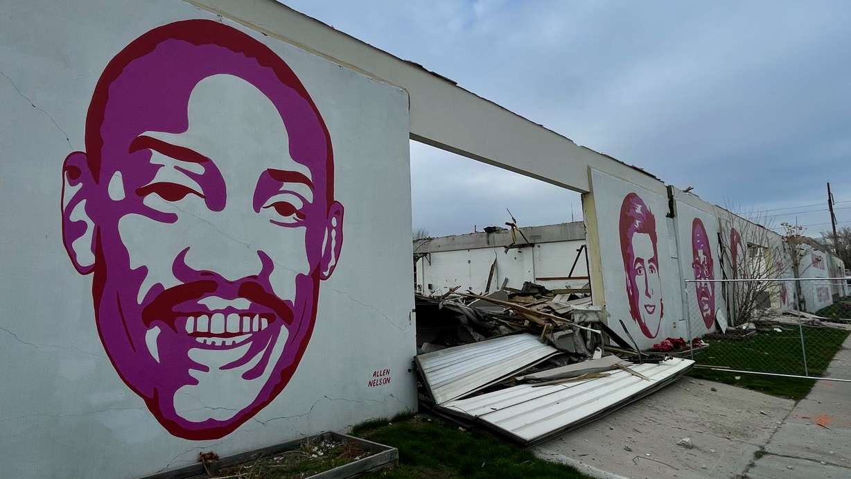 Demolition of the Fleet Block buildings In Salt Lake City that contain murals of people killed in incidents involving police, pictured here on Friday, has started.