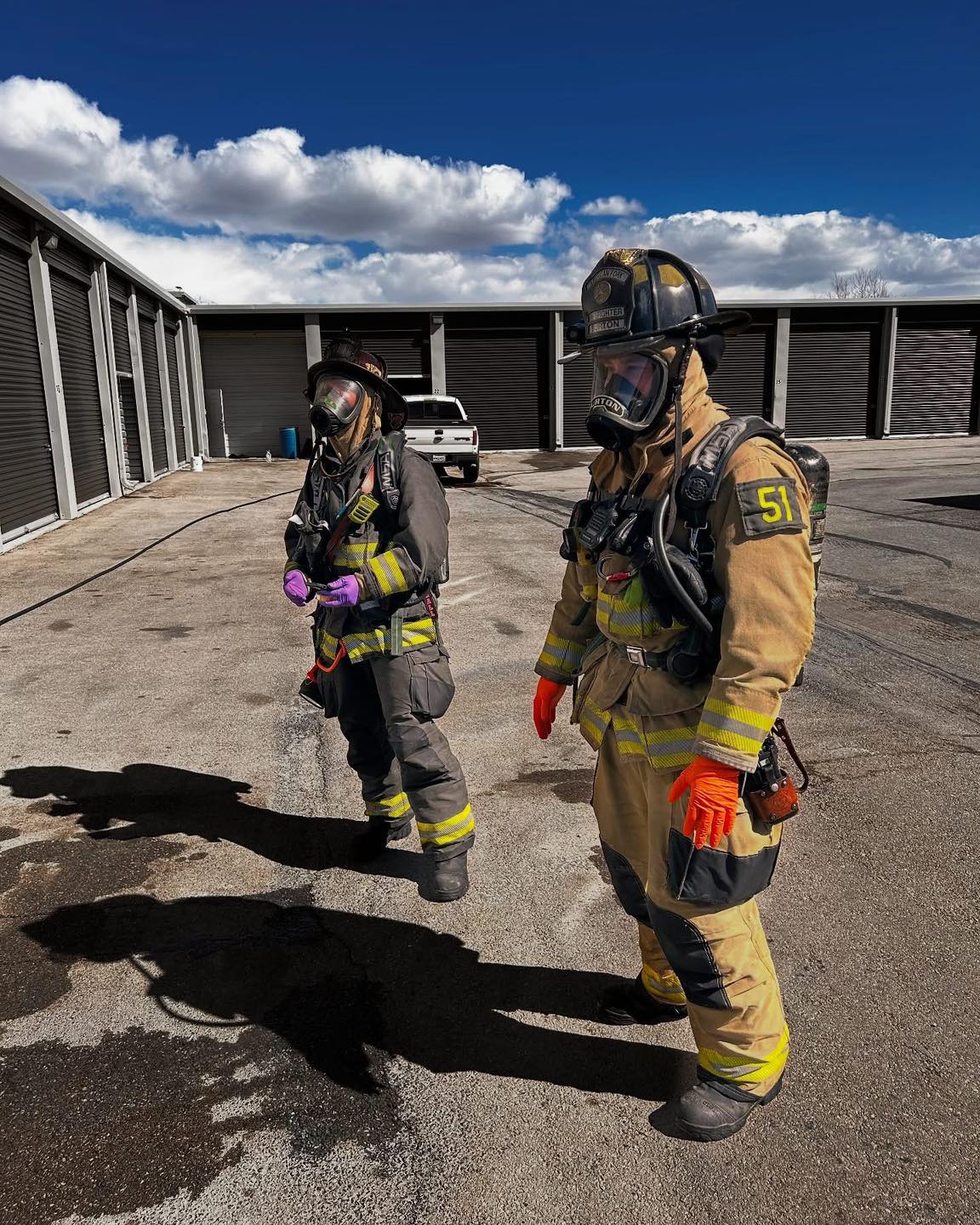 Firefighters respond to a chemical explosion in a storage unit in American Fork Wednesday.