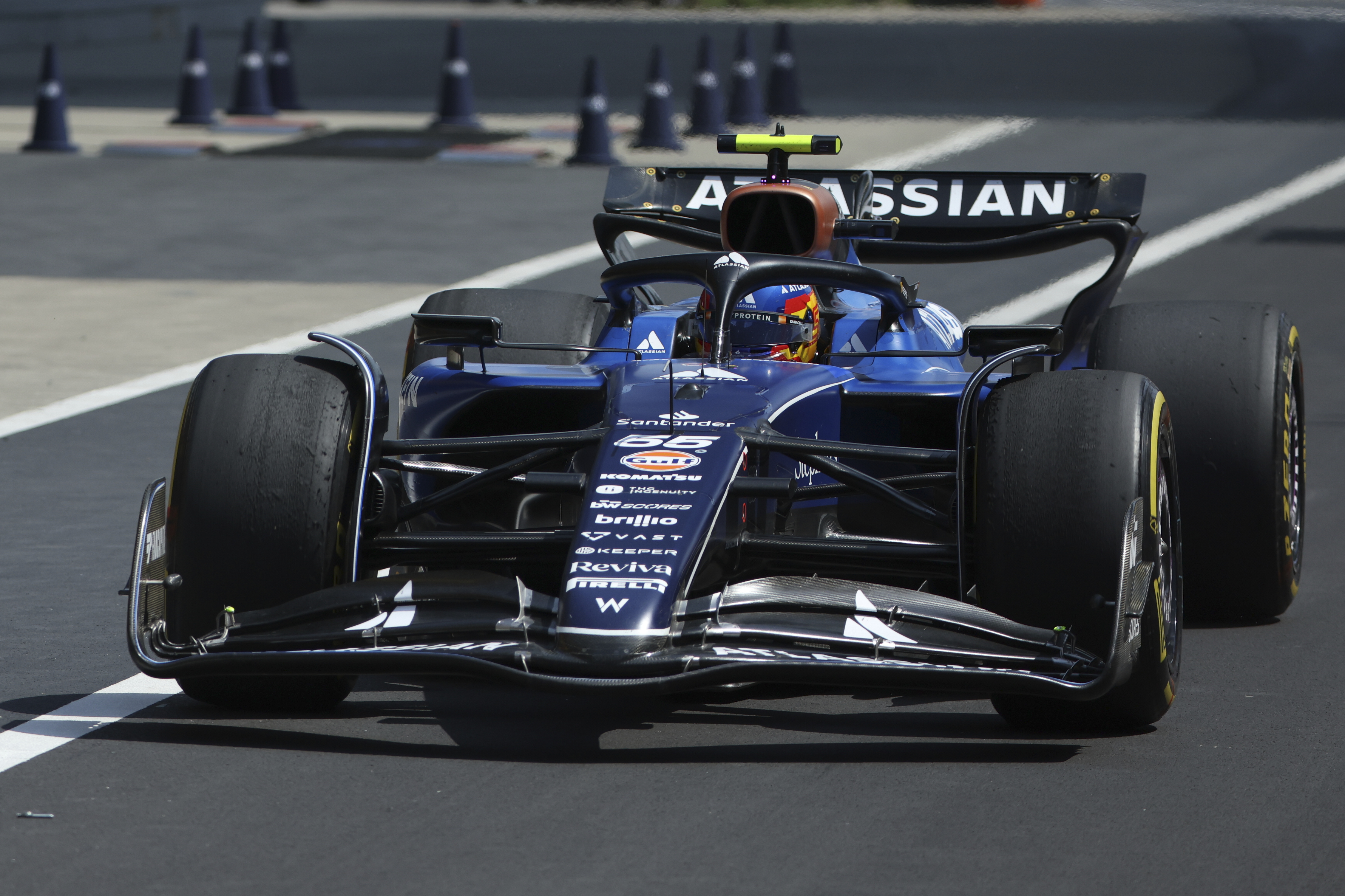 Williams driver Carlos Sainz of Spain steers his car during the sprint race ahead of the Chinese Formula One Grand Prix at the Shanghai International Circuit, Shanghai, Saturday, March 22, 2025.
