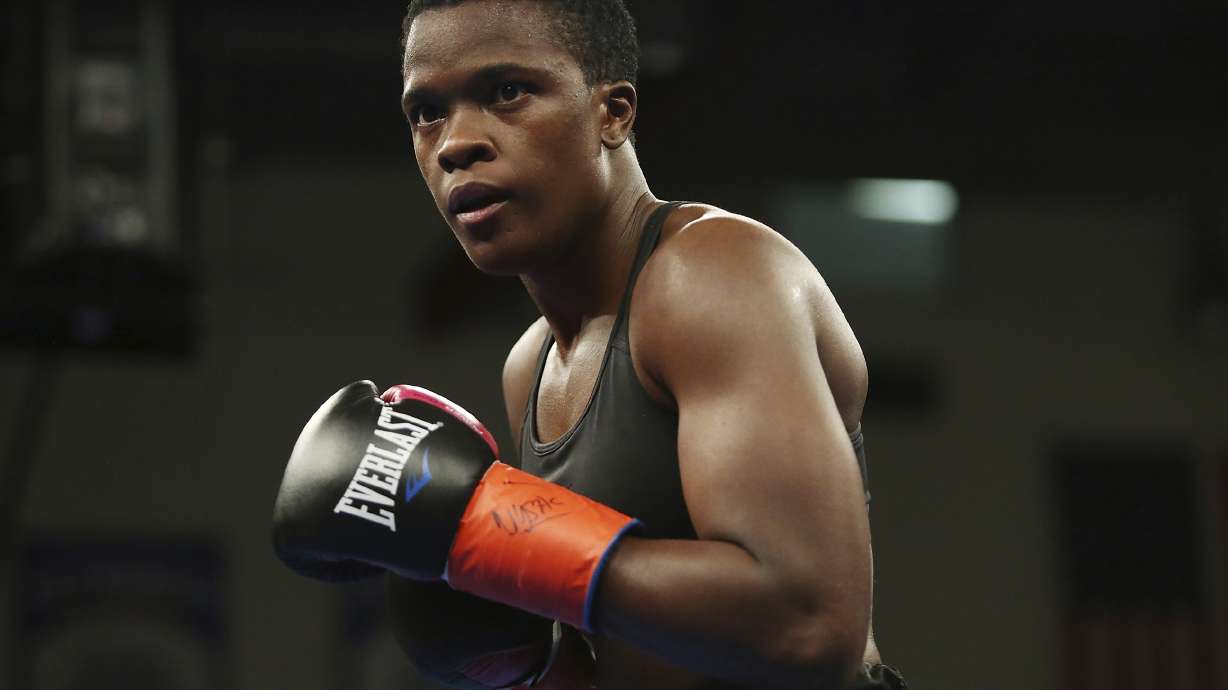 FILE - Tiara Brown during a boxing match, Thursday, Oct. 24, 2019, in Brooklyn.