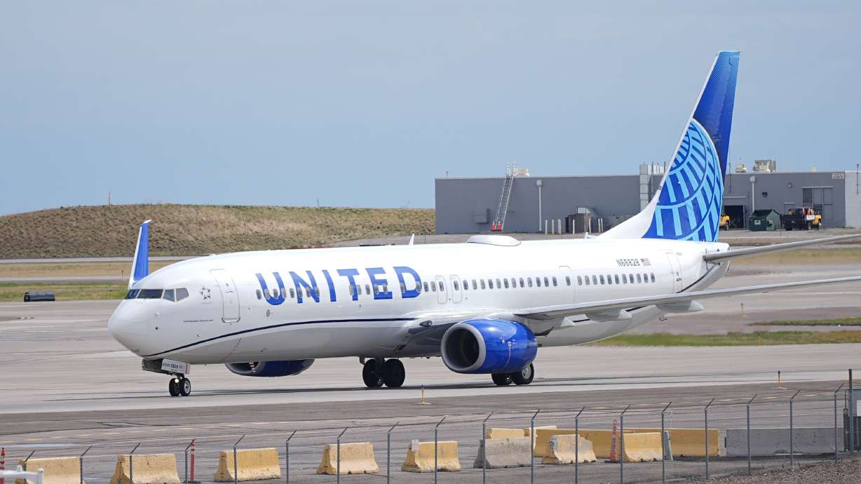 A United Airlines jetliner taxis at Denver International Airport, April 16, 2024. An Orthodox Jewish passenger says a United Airlines pilot forcibly removed him from an airplane bathroom while he was experiencing constipation, and he filed a lawsuit this week against the company.