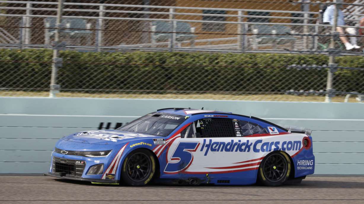 Kyle Larson drives during a NASCAR Cup Series auto race at Homestead-Miami Speedway in Homestead, Fla., Sunday, March 23, 2025.