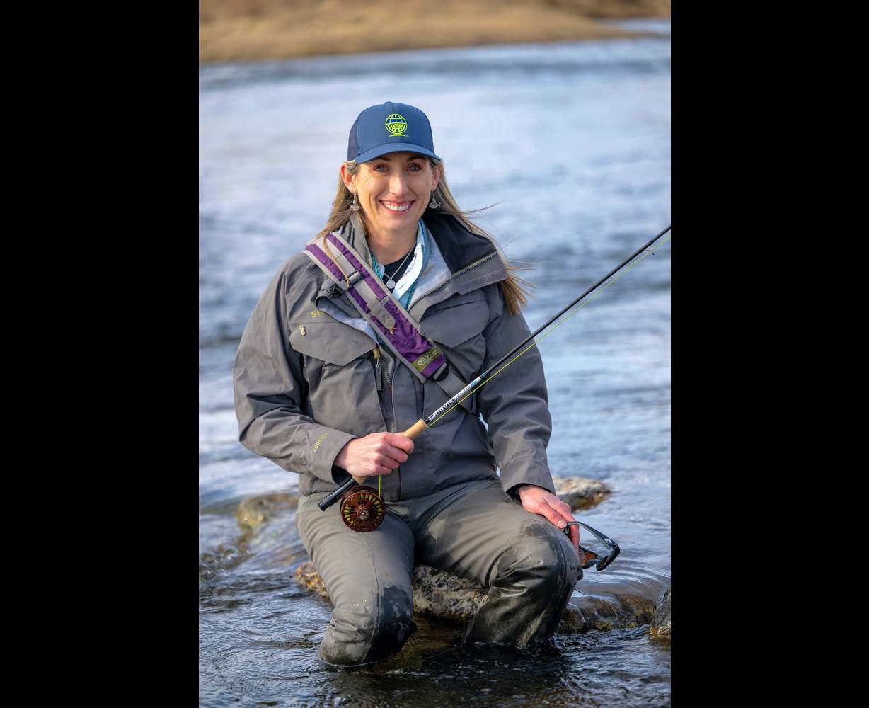 National champion fly caster Audrey Wilson does a little fishing in the Provo River in the Heber Valley on March 12.