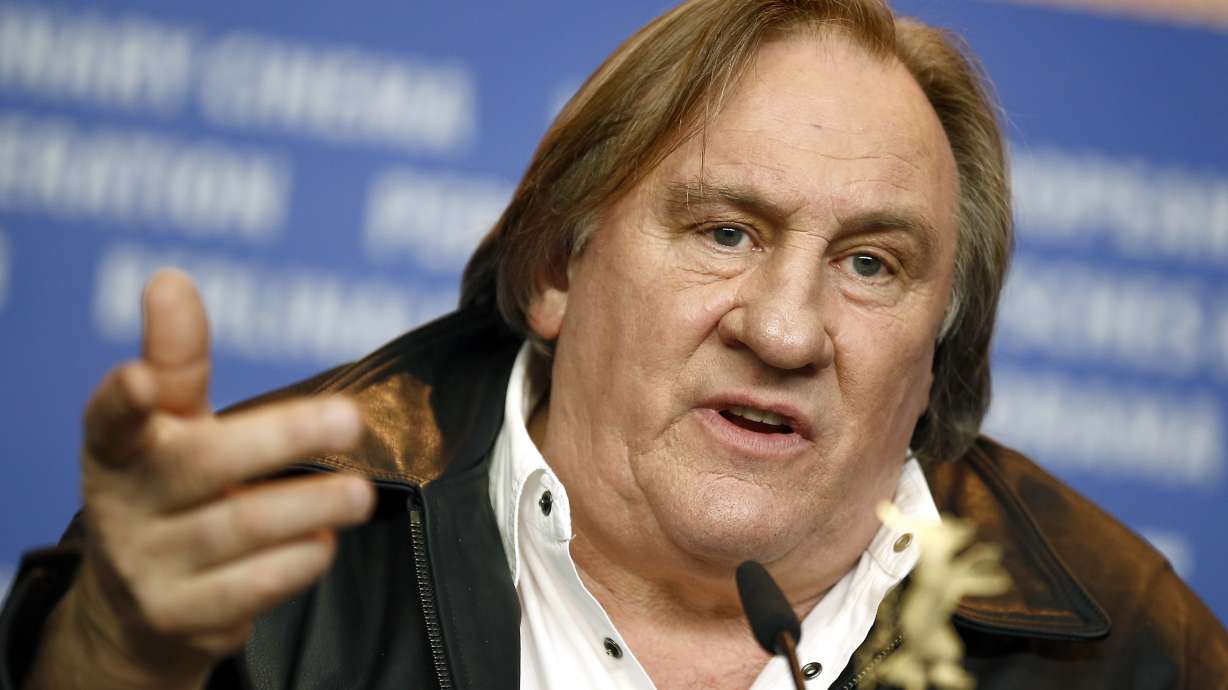 Actor Gerard Depardieu speaks at the 2016 Berlinale Film Festival in Berlin, Germany, on Feb. 19, 2016. Depardieu went on trial Monday in Paris on charges of sexually assaulting two women on a movie set.