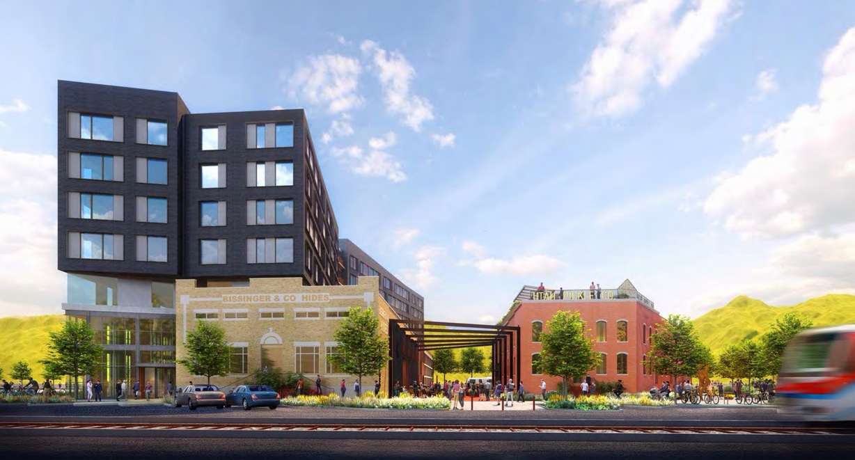 A rendering of the completed Pickle & Hide project in Salt Lake City's Granary District released in 2025.