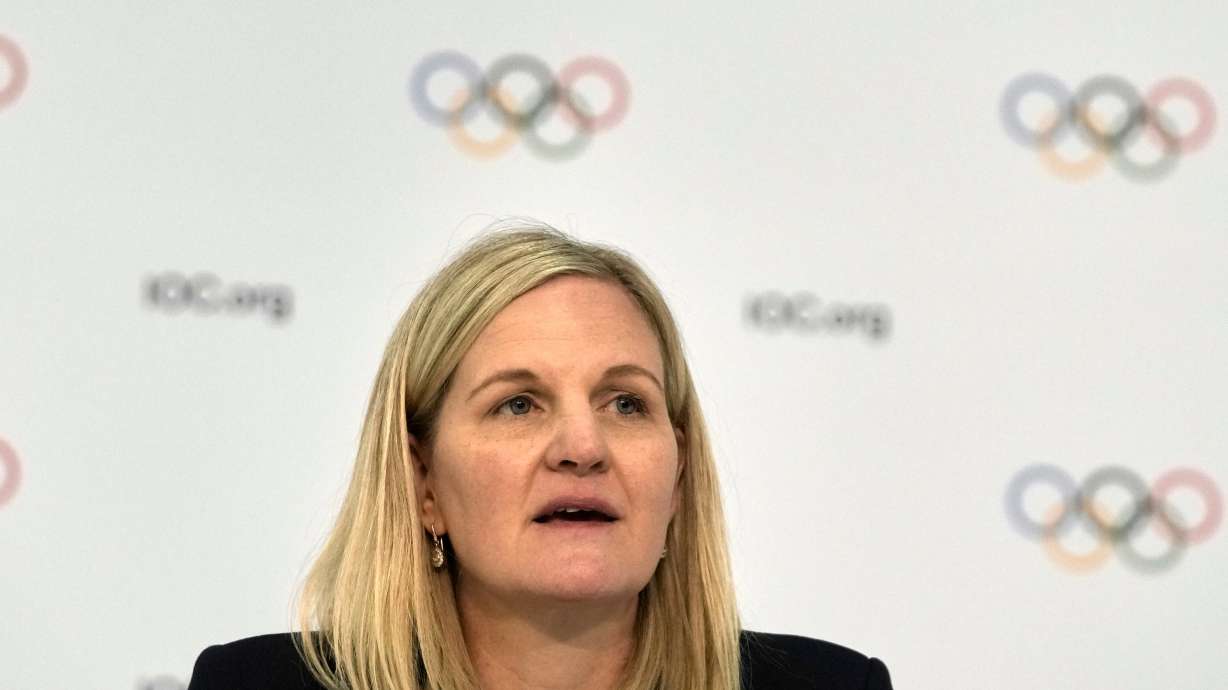 Newly elected leader of the International Olympic Committee Kirsty Coventry speaks in Costa Navarino, western Greece, March 20. Russia is pushing for a full-fledged return to the Games.