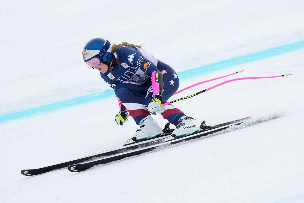 United States' Lindsey Vonn skis during a women's super-G run at the World Cup Finals, Sunday in Sun Valley, Idaho.