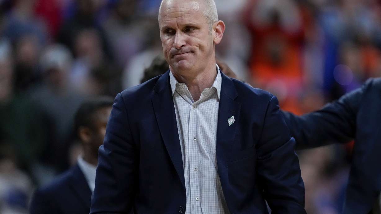 Connecticut head coach Dan Hurley reacts during the second half in the second round of the NCAA college basketball tournament against Florida, Sunday, March 23, 2025, in Raleigh, N.C.