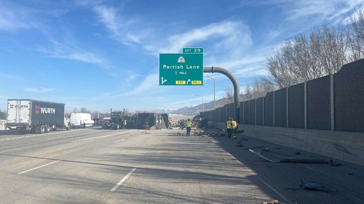 A semitruck rollover on I-15 near Bountiful Thursday forced the closure of three northbound lanes, resulting in major traffic delays in the area, but the Utah Highway Patrol said no one was injured.