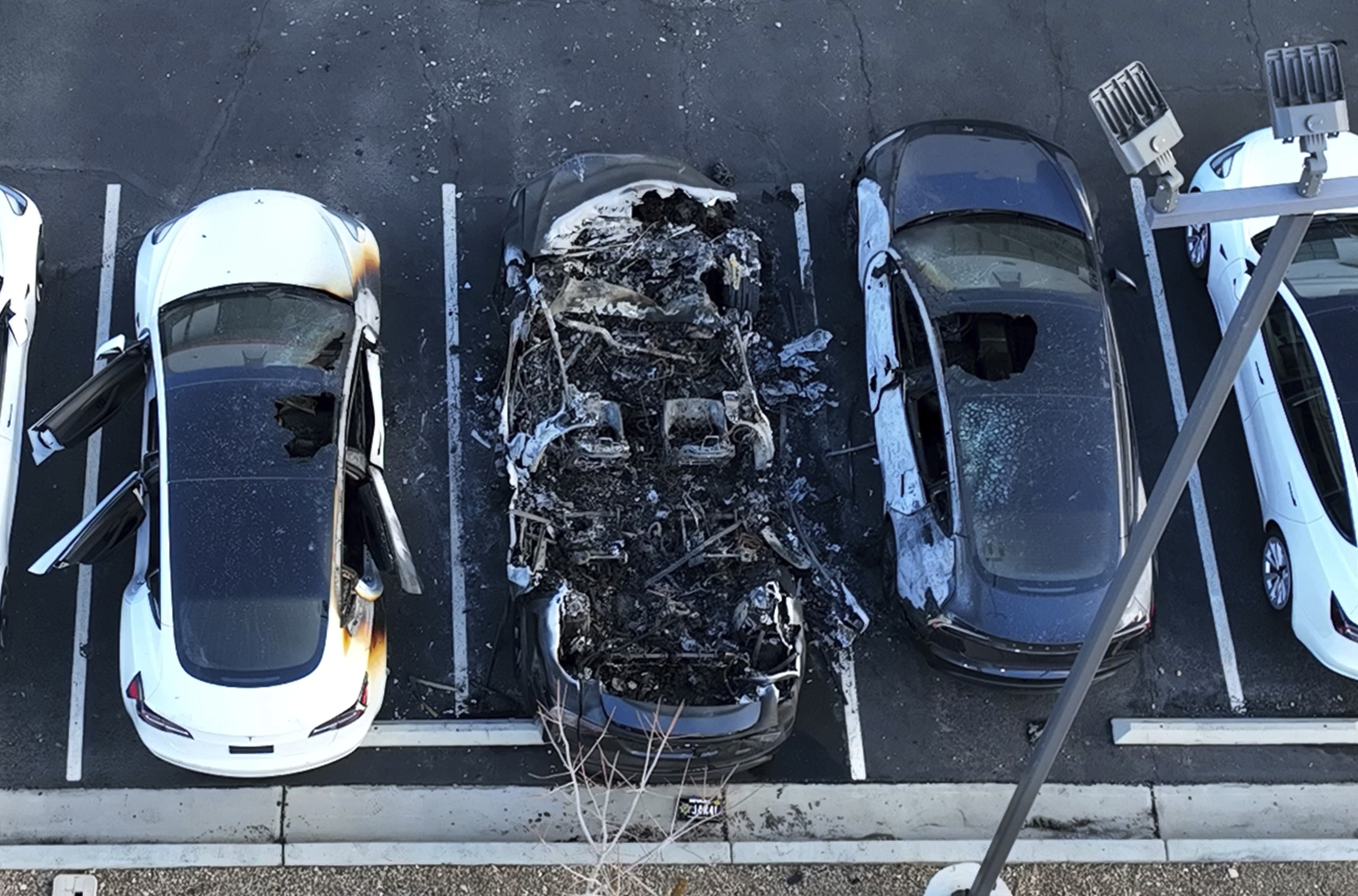 Las Vegas police on Thursday said they arrested a man who allegedly set fire to Tesla vehicles in Las Vegas on March 18.