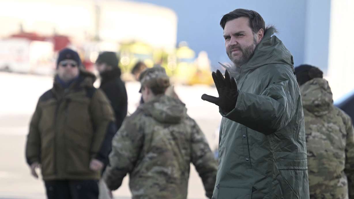 Vice President JD Vance arrives at Pituffik Space Base in Greenland, Friday. Utah Sen. Mike Lee is part of a small delegation joining Vance.