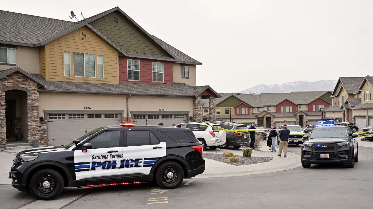 Saratoga Springs police investigate a double killing on March 28, 2025. There was gunshot residue on clothing worn by a 15-year-old the day his mother and 8-year-old brother were shot and killed, newly unsealed search warrants say.