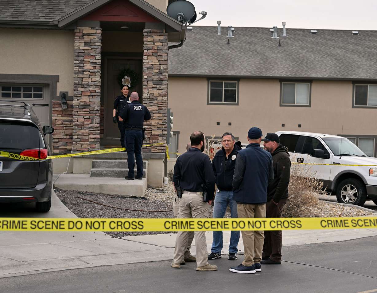 Saratoga Springs police investigate the shooting deaths of a mother and her 8-year-old son in their home on March 28.