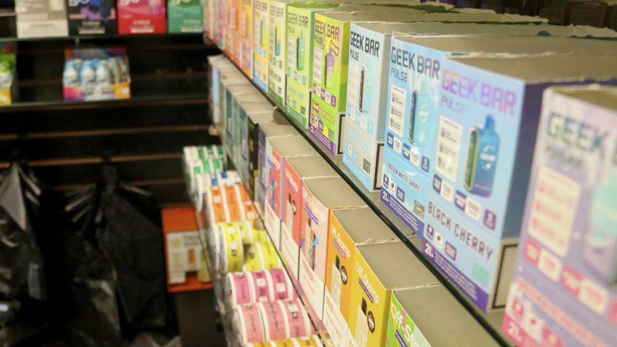 Boxes of flavored vape cartridges sit empty, Thursday, after a ban on the product went into enforcement following a federal court ruling on Monday.