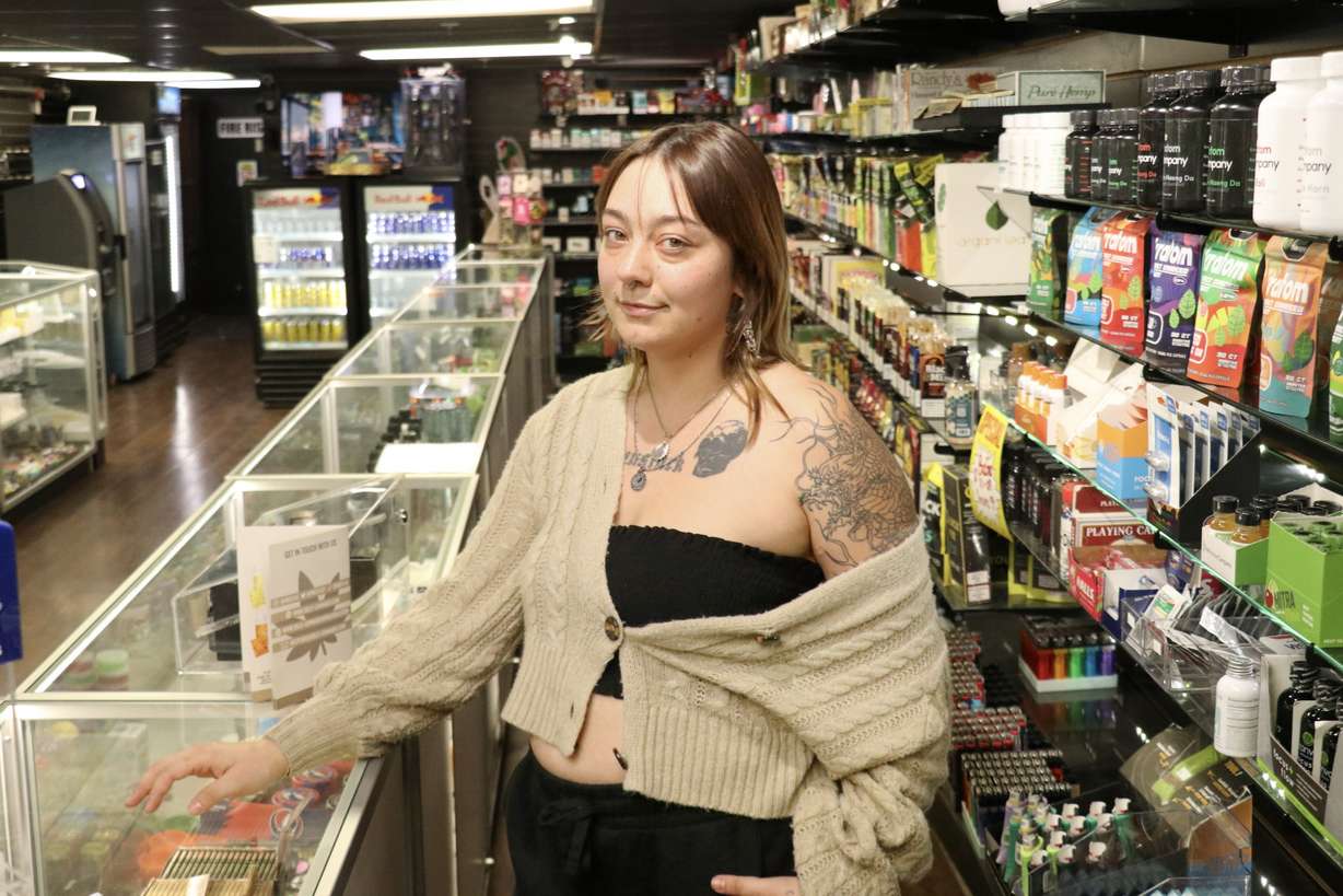 Val, a manager at downtown Salt Lake City's Vape on Main, manages inventory returns of flavored vape cartridges Thursday after a ban on the product went into enforcement following a federal court ruling on Monday.