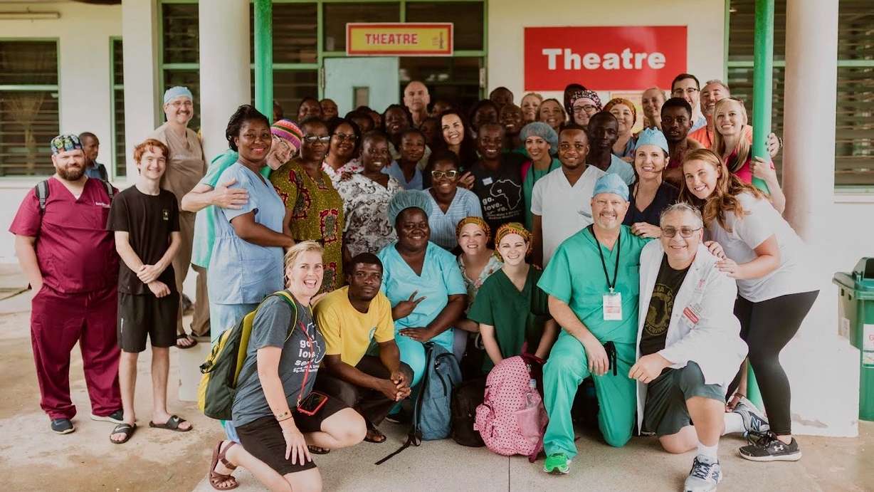 Utah doctor Dayne Jensen, far left, and others involved in the Ghana Make a Difference medical mission to Ghana in October 2024 pose for a picture.