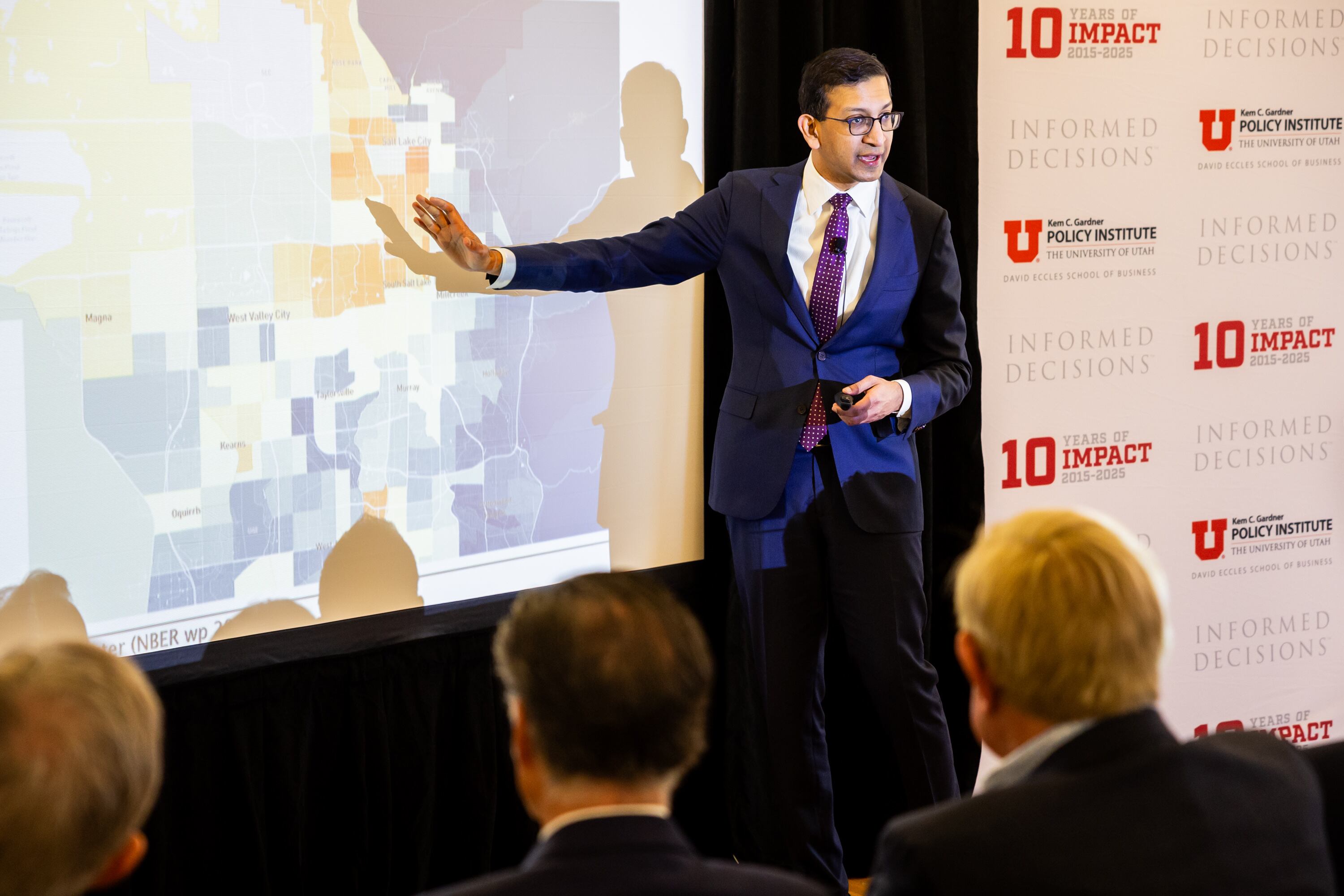 Harvard economist and scholar Raj Chetty discusses economic opportunity and upward mobility in Utah at the Thomas S. Monson Center in Salt Lake City on Thursday.