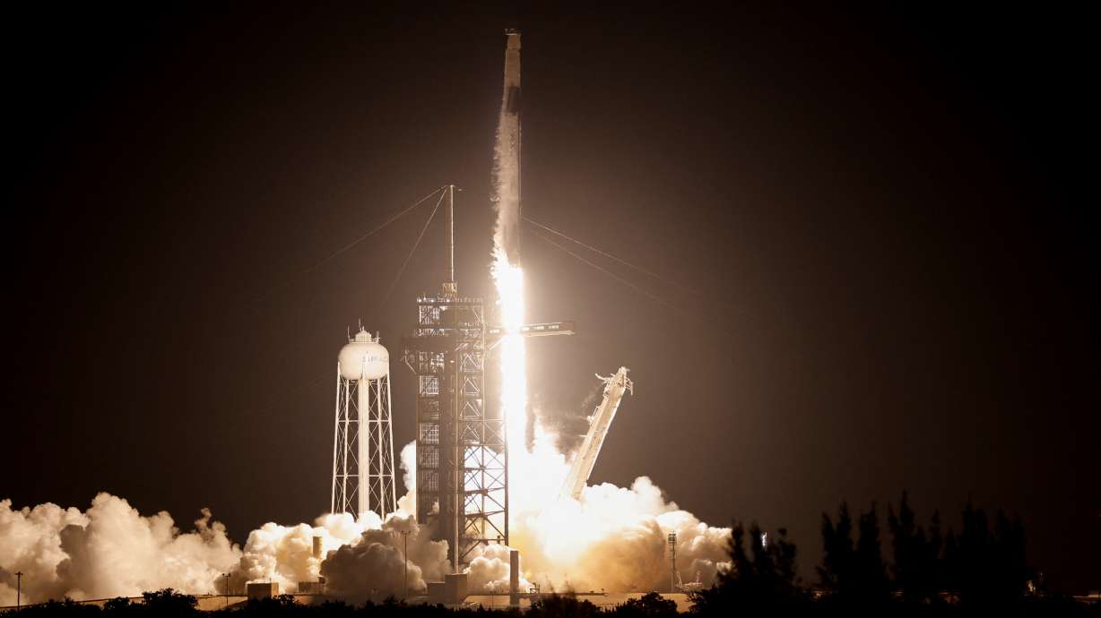 SpaceX's Falcon 9 rocket is launched, carrying four commercial astronauts into a 90-degree inclination polar orbit on the Fram2 mission at the Kennedy Space Center in Cape Canaveral, Fla., Monday.