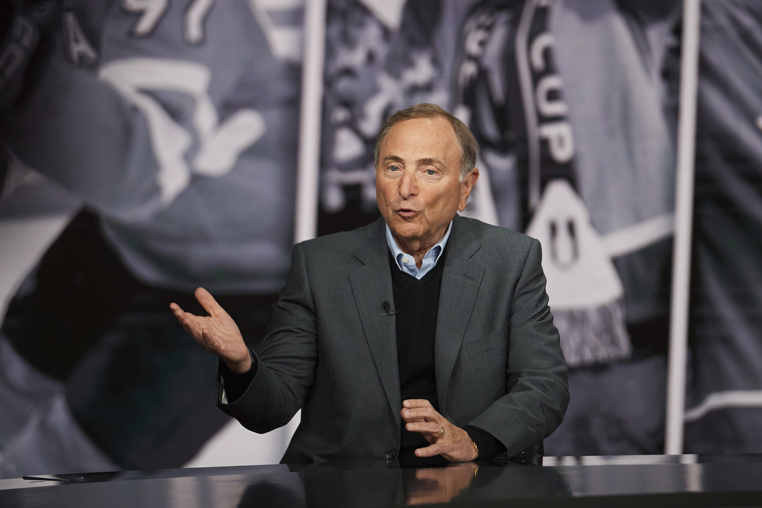 NHL commissioner Gary Bettman speaks at an NHL hockey press conference in Toronto, Wednesday, April 2, 2025.