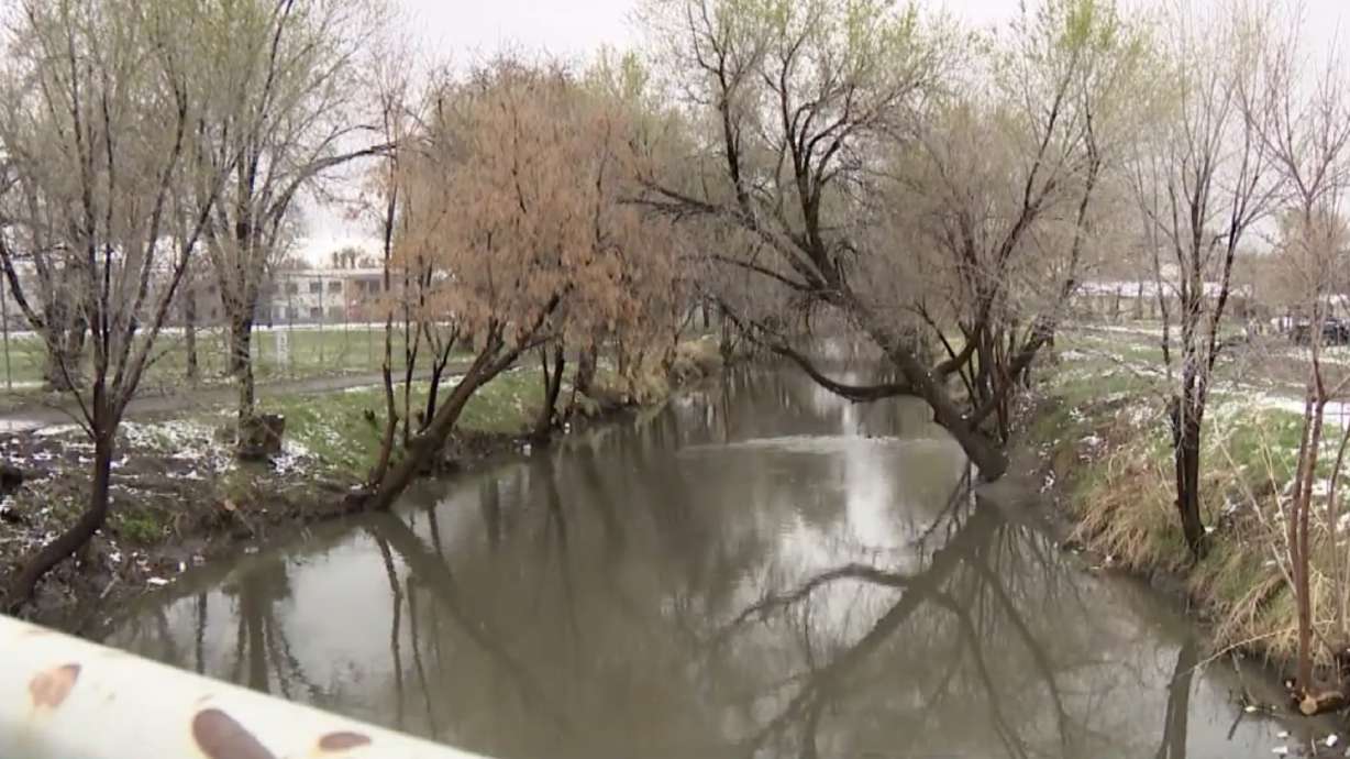 The Jordan River near Backman Elementary School in Salt Lake City on Tuesday. A section of the Jordan River Parkway trail was closed Monday, leading to frustration from residents.