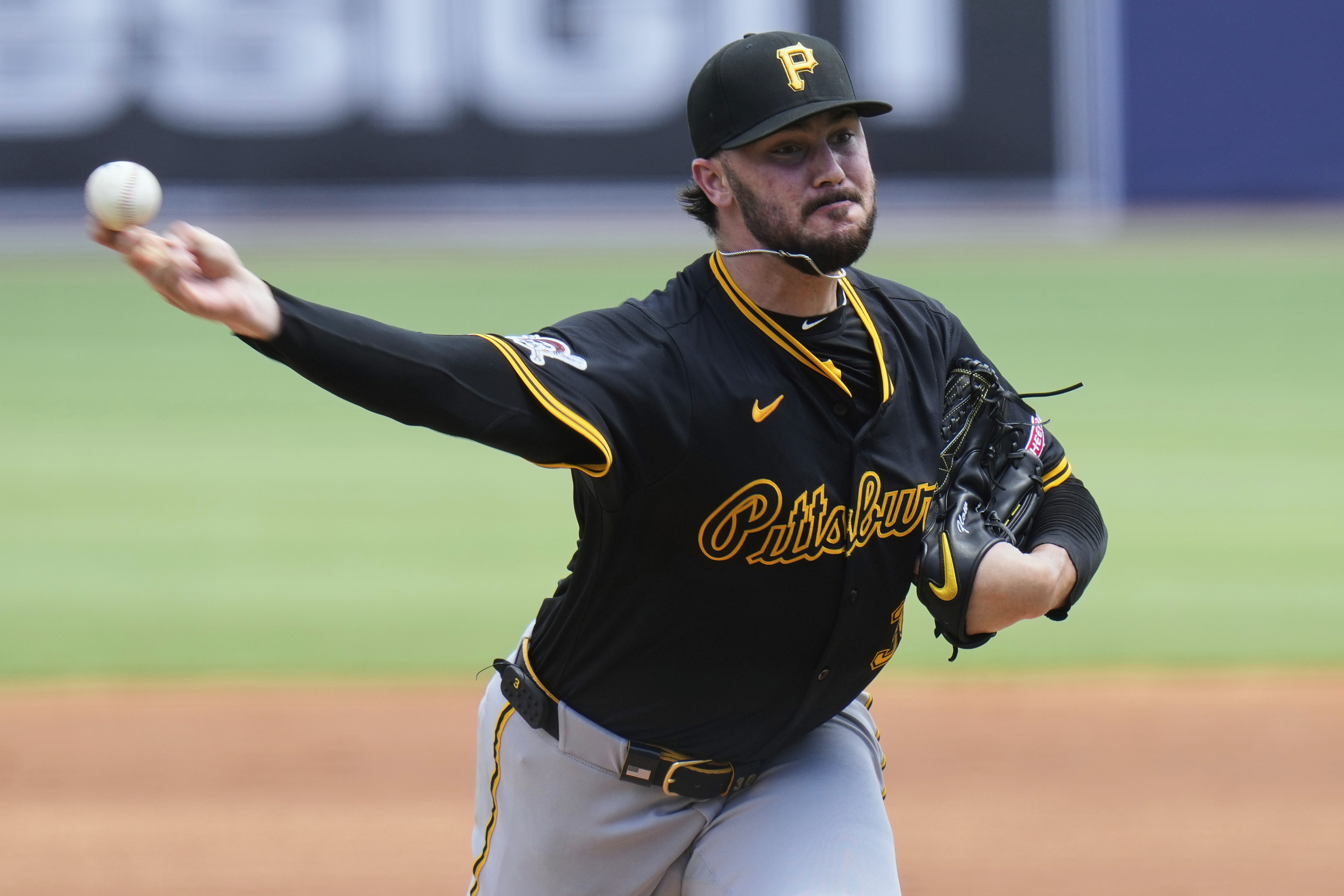 Pittsburgh Pirates pitcher Paul Skenes delivers to the Tampa Bay Rays during the second inning of a baseball game Wednesday, April 2, 2025, in Tampa, Fla.