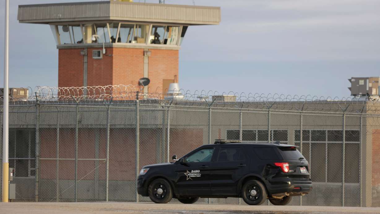 An Idaho Department of Correction vehicle patrols the Idaho State prison complex near Kuna, Idaho, on Feb. 28, 2024. Idaho recently enacted a law that would expand the death penalty to pedophiles.