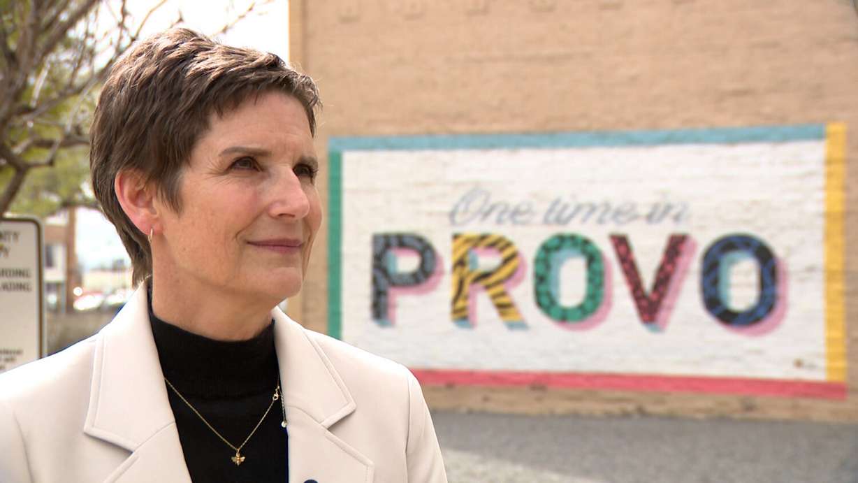 Mayoral candidate Marsha Judkins speaks with KSL-TV on Wednesday in Provo.