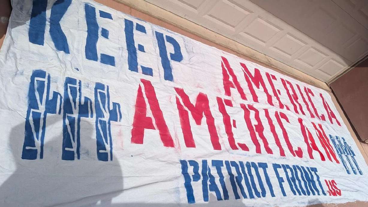 Pictured is a sign affiliated with Patriot Front that was reported by an anonymous citizen in Washington, Washington County, March 22.