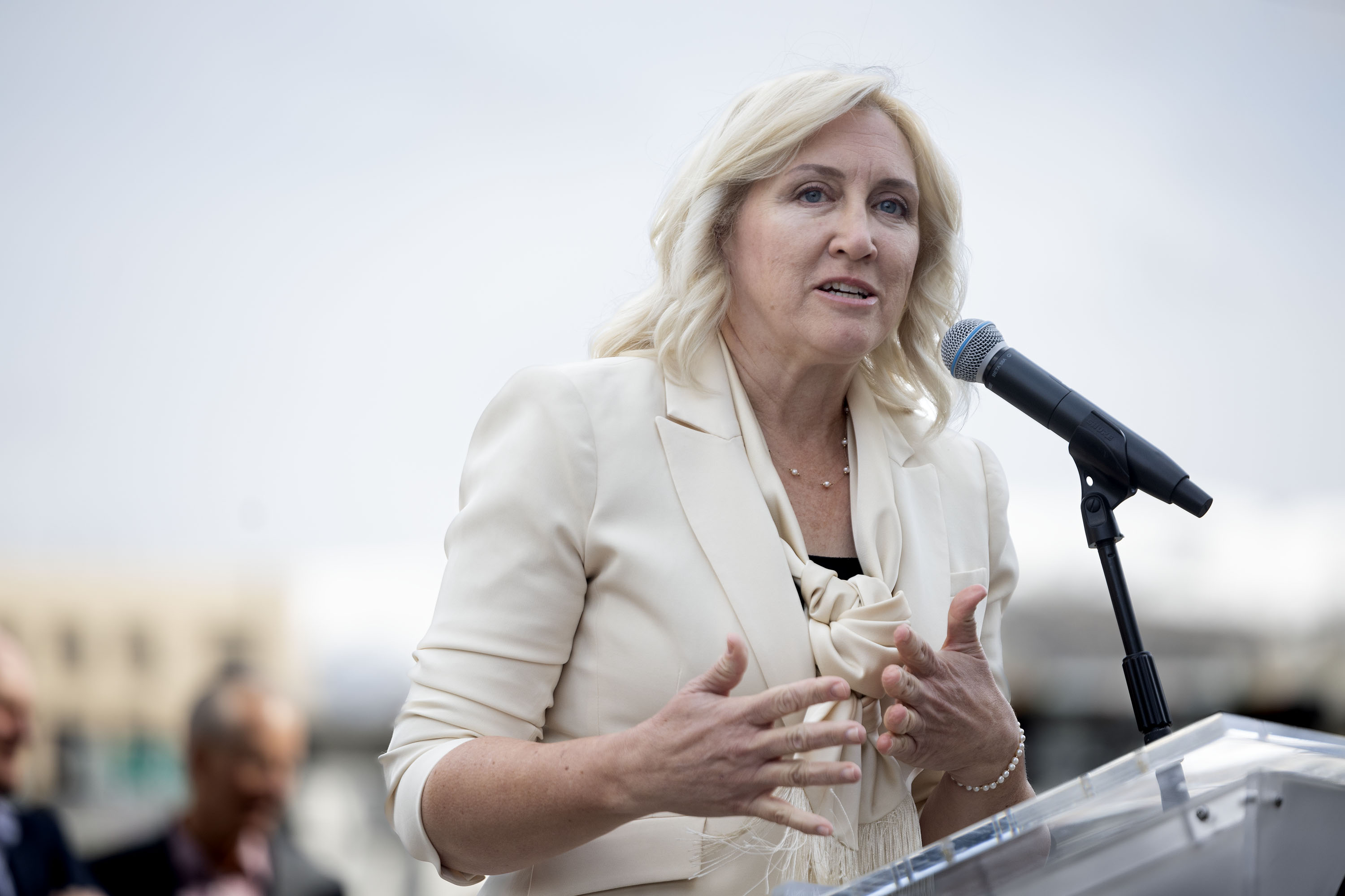 Rep. Karianne Lisonbee speaks at a ceremonial signing of public safety legislation in Salt Lake City on April 3, 2025.