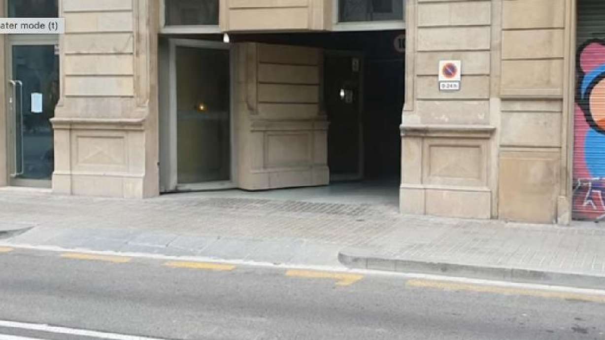A unique type of invisible garage door closes in Barcelona, Spain, on March 3.