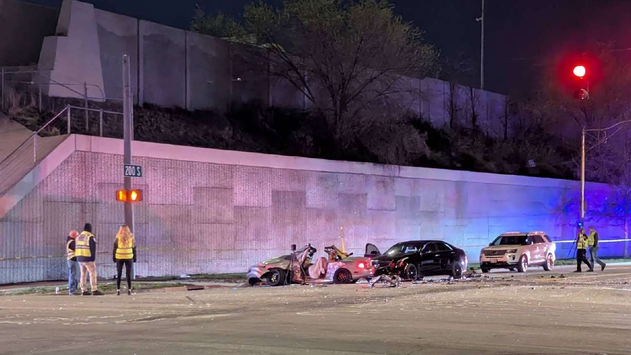 A three-car collision at 900 West and 200 South in Salt Lake killed one person and left one person injured Saturday night.