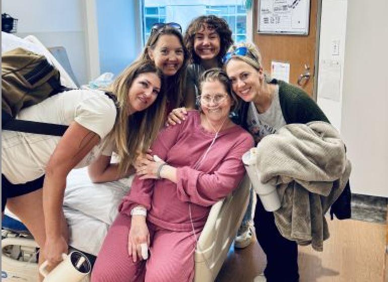 Friends visit Angela Goodrich at the hospital. Goodrich was recently diagnosed with stage 4, grade 3 adrenocortical carcinoma.