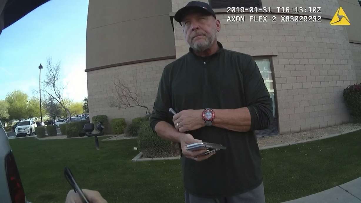 Video released from the Gilbert Police Department body-camera footage, shows Charles Vallow speaking with officers in Gilbert, Ariz., on Jan. 31, 2019.