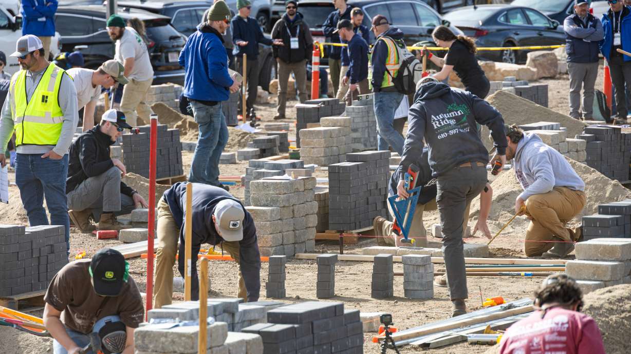 Student teams compete in an event during the 2025 National Collegiate Landscape Competition. Brigham Young University's landscaping team in March won its 10th National Collegiate Landscape Competition championship.