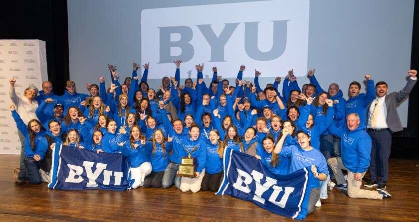 Brigham Young University’s landscaping team celebrates its 10th national championship at the National Collegiate Landscape Competition.