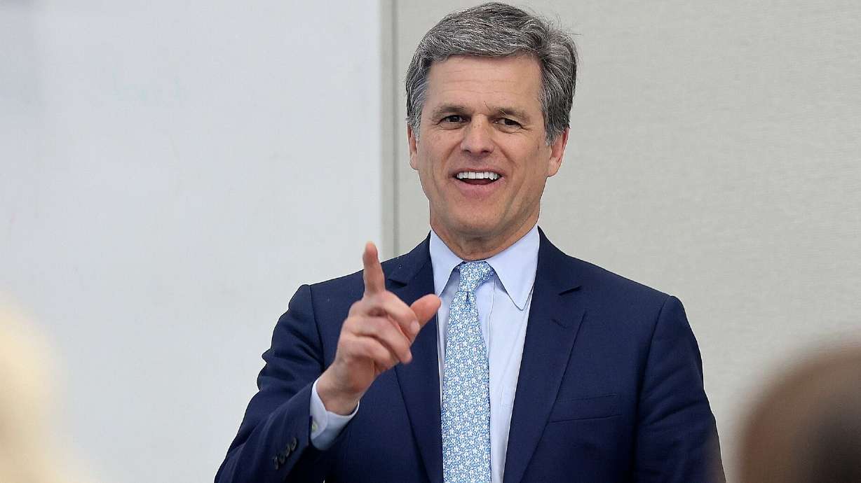 University of Utah impact scholar Tim Shriver speaks in the Beverly Taylor Sorenson Arts and Education Complex at the University of Utah in Salt Lake City on April 19.