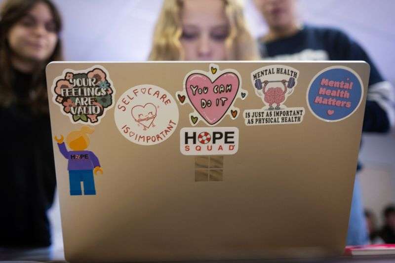 Students plan activities for Hope Week during a Hope Squad class at Rigby High School in Rigby, Idaho, on Feb. 5.