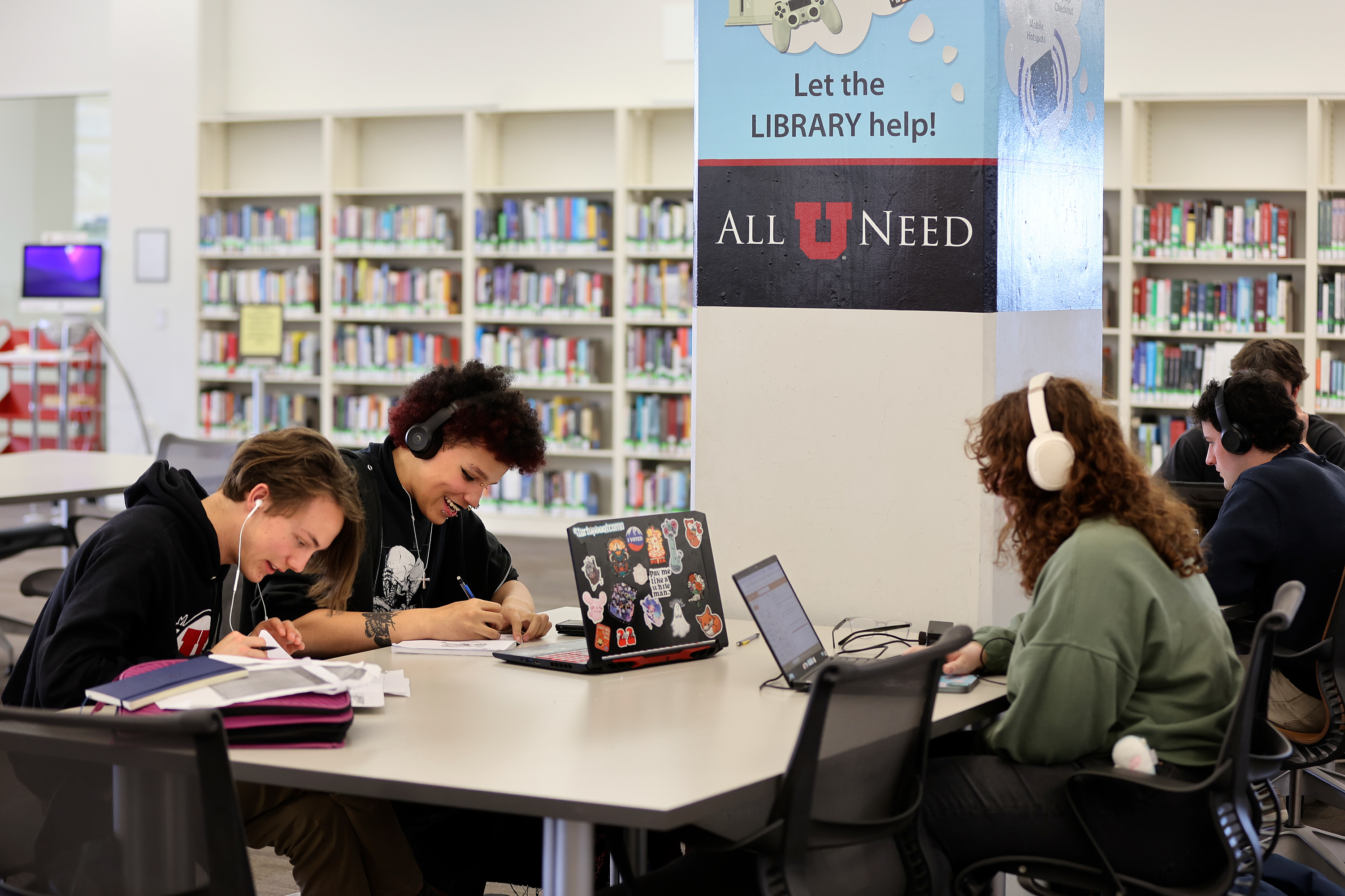University of Utah students at the J. Willard Marriott Library on March 13, 2024. At least eight Utah colleges and universities are reporting student visas being revoked, some without notice.