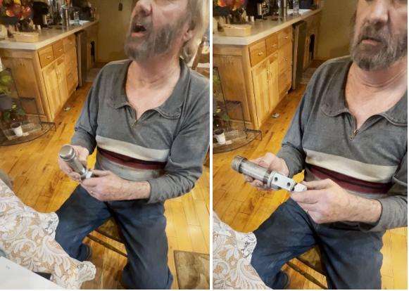 Screenshots from an April 8, 2024 video showing Joseph Moesser discussing the details of a pipe bomb he allegedly manufactured.