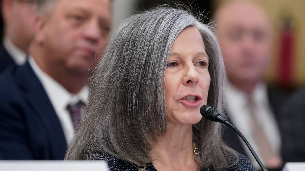 Kathleen Sgamma speaks during a House Committee hearing on Feb. 8, 2023, on Capitol Hill in Washington. Sgamma, abruptly withdrew her nomination to lead the Bureau of Land Management on Thursday.