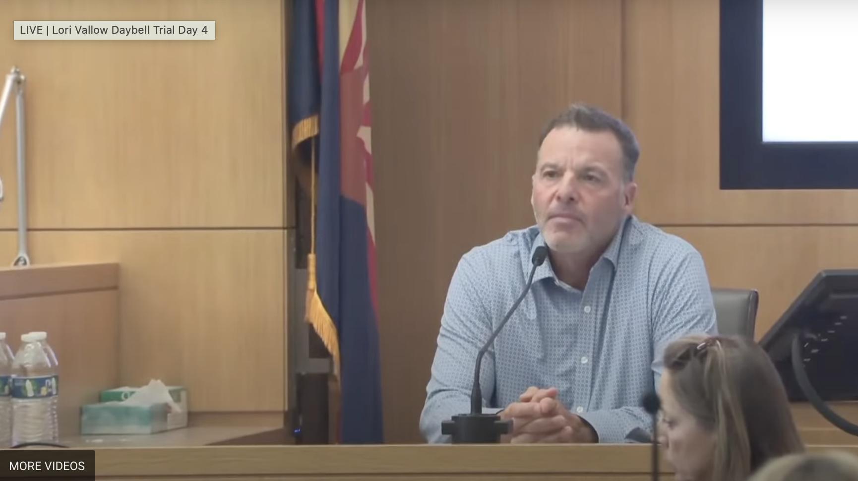 Lori Daybell's brother Adam Cox testifies at her jury trial in Phoenix, Ariz., on Thursday.