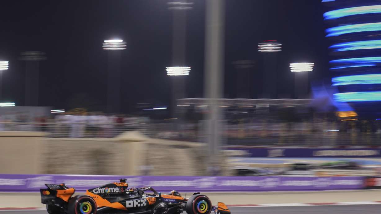 McLaren driver Oscar Piastri of Australia in action during the qualifying for the Formula One 2025 Bahrain Grand Prix, in Sakhir, Saturday, April 12, 2025.