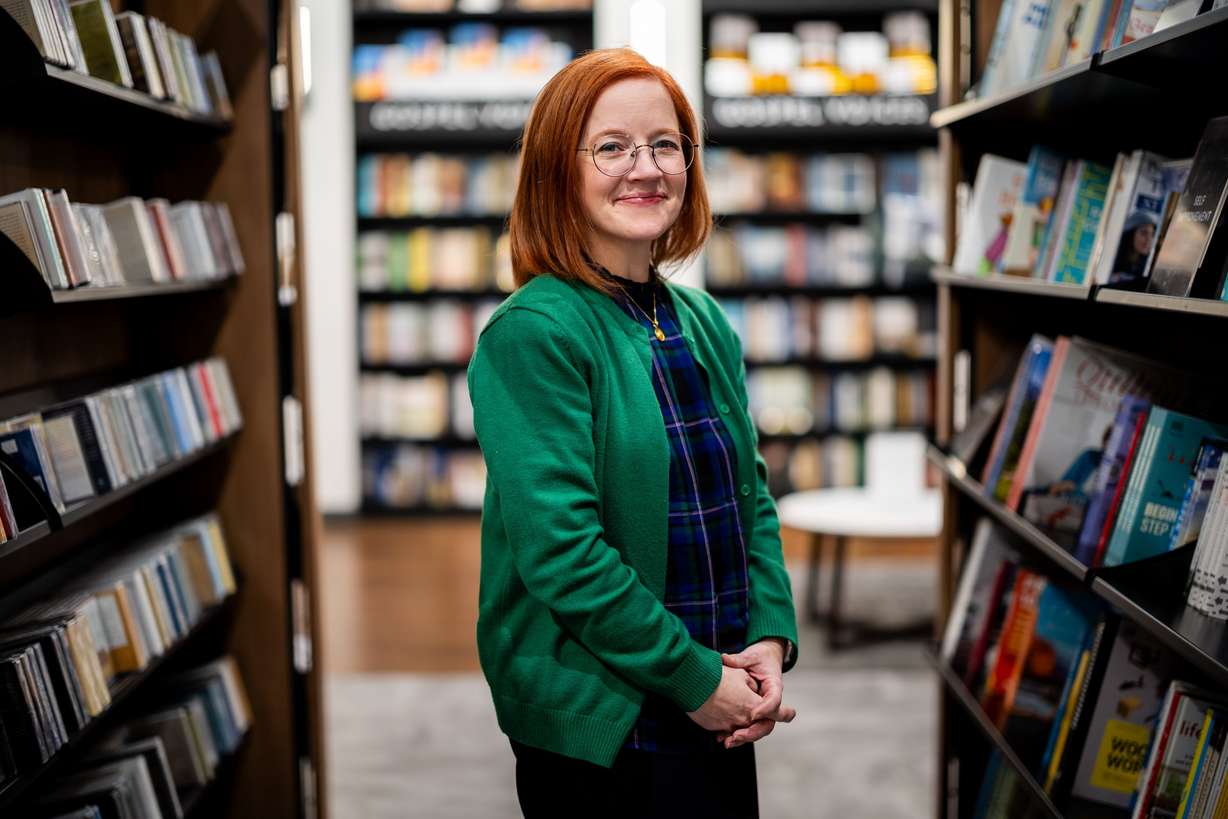 Author Sarah Eden poses before signing books at a Deseret Book event at the City Creek Center in Salt Lake City on April 4.